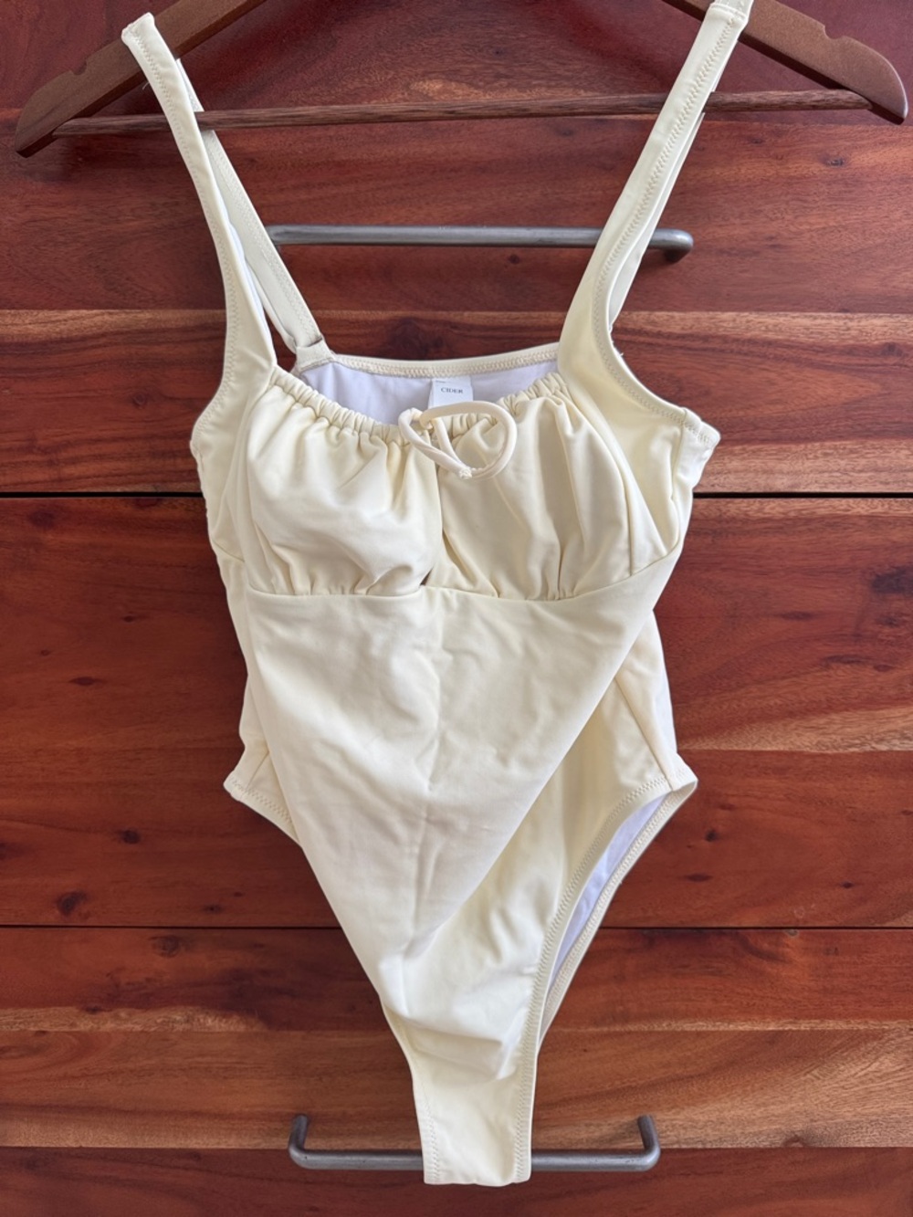 Cider Cream Drawstring One-Piece Swimsuit